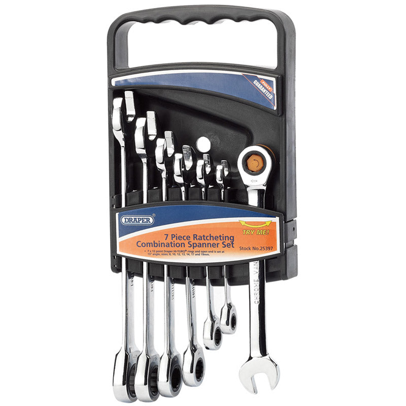 Draper HI-TORQ® Metric Ratcheting Combination Spanner Set (7 Piece)