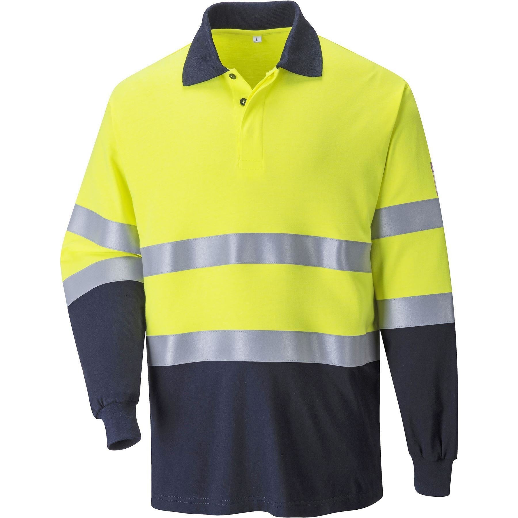 Modaflame Knit Hi Vis Constrast FR Long Sleeve Polo Shirt