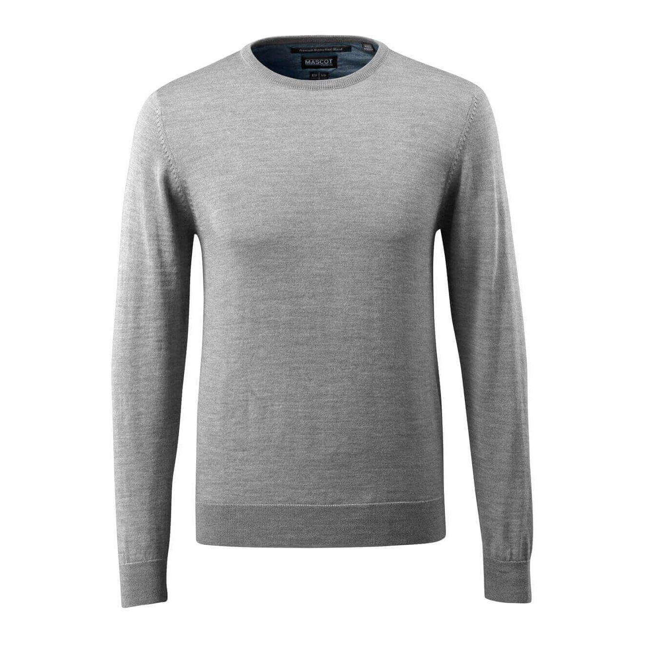 Mascot Frontline Merino Wool Knitted Round Neck Jumper #colour_grtey-flecked