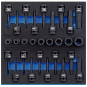 Draper 1/2" Sq. Dr. Impact TX-STAR® and Hex Socket Set in 1/2 Drawer EVA Insert Tray (28 Piece)