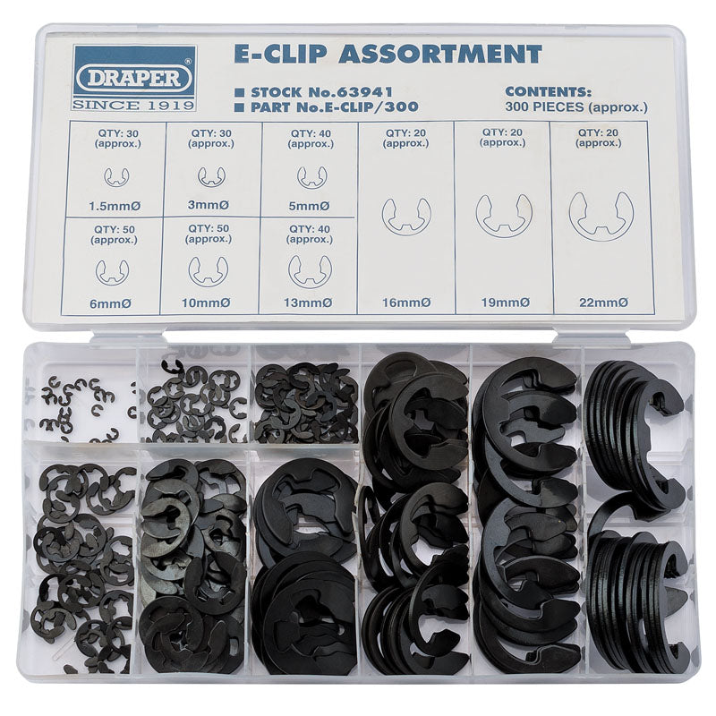 Draper E Clip Assortment (300 Piece)