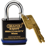 Draper Expert 46mm Heavy Duty Padlock and 2 Keys with Super Tough Molybdenum Steel Shackle