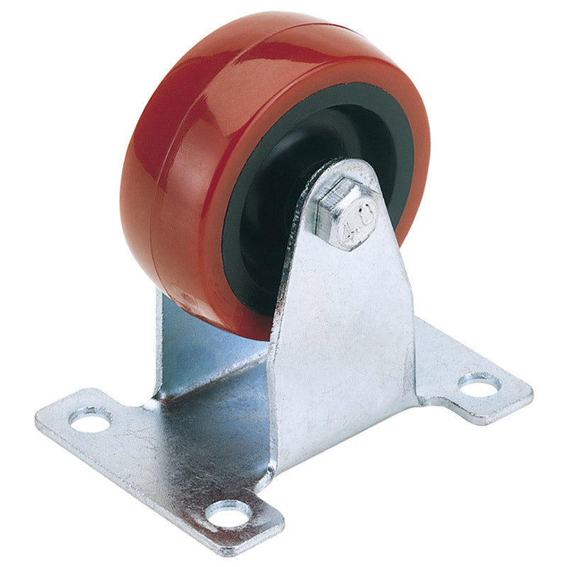 Draper 50mm Dia. Fixed Plate Fixing Polyurethane Wheel - S.W.L. 75Kg
