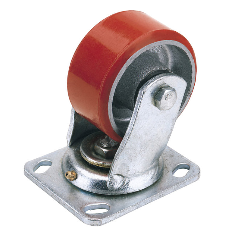 Draper 200mm Dia. Swivel Plate Fixing Heavy Duty Polyurethane Wheel - S.W.L. 500Kg