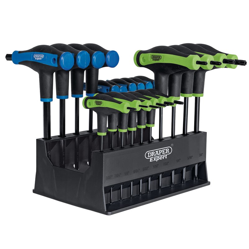 Draper Soft Grip 'T' Handle Hexagon and Tx Star&#174; End Key Set (20 piece)