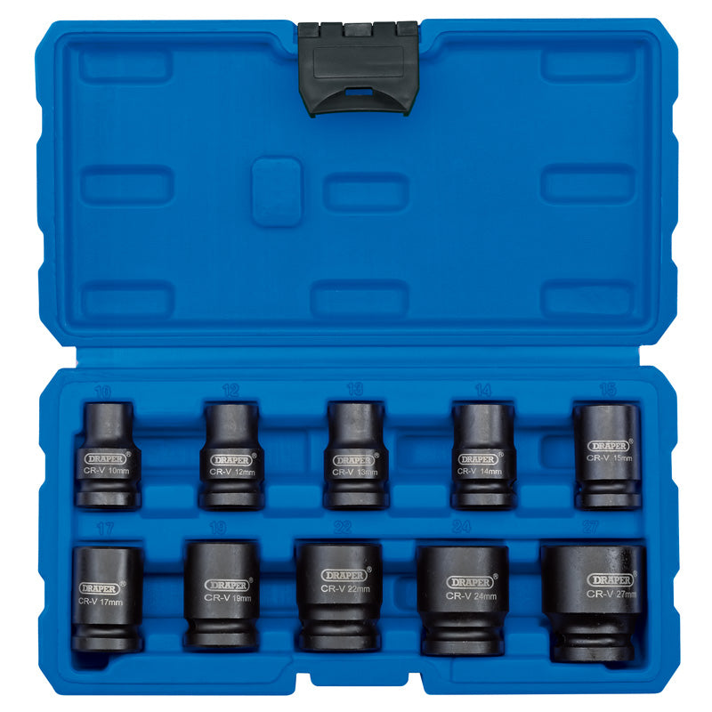 Draper 1/2" Sq. Dr. Metric Impact Socket Set (10 Piece)