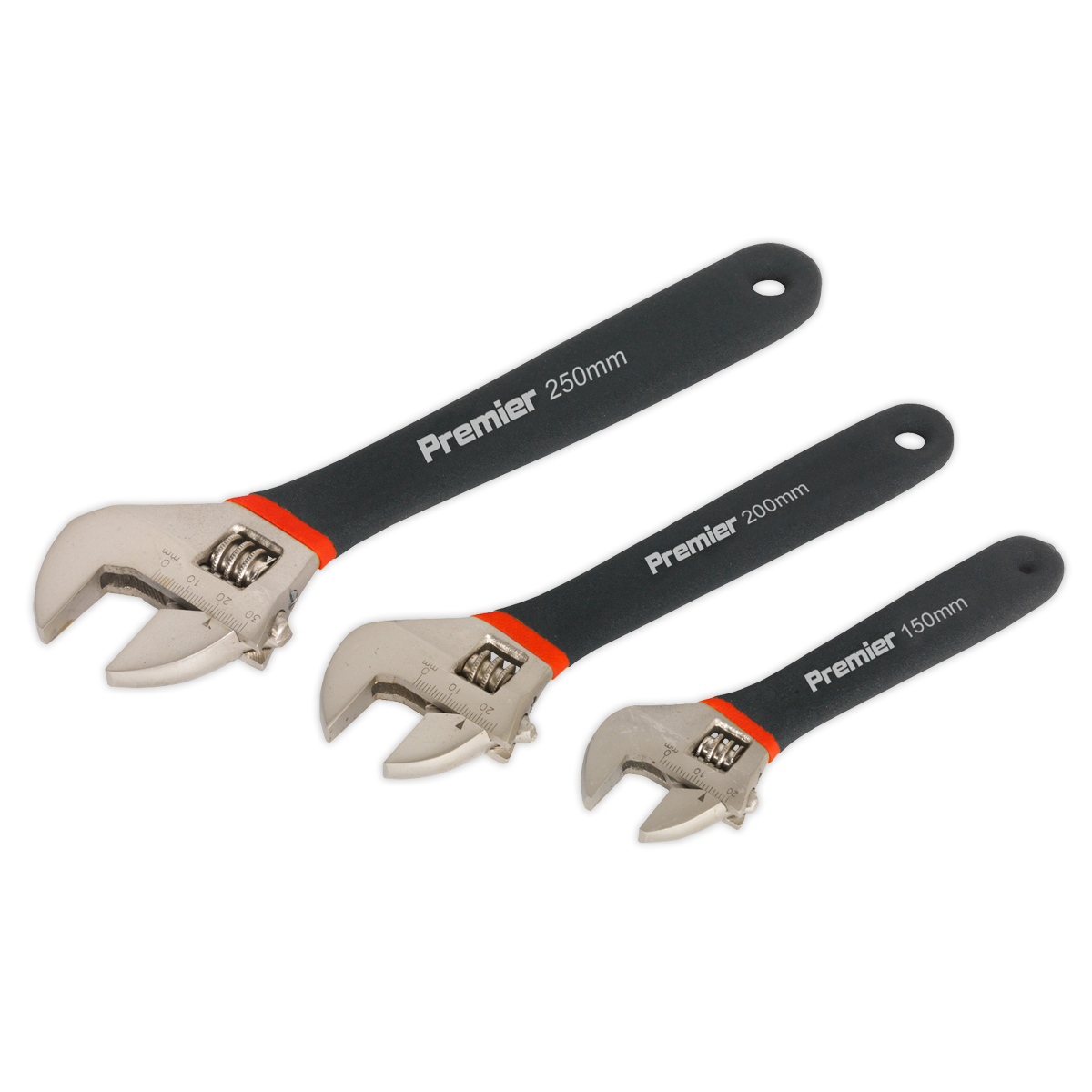Sealey Adjustable Wrench Set 3pc Ni-Fe Finish