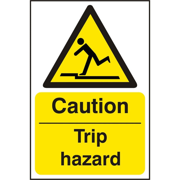 Bsafe Caution Trip Hazard Sign White/Yellow