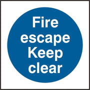 Bsafe Fire Escape Keep Clear Sign White/Blue