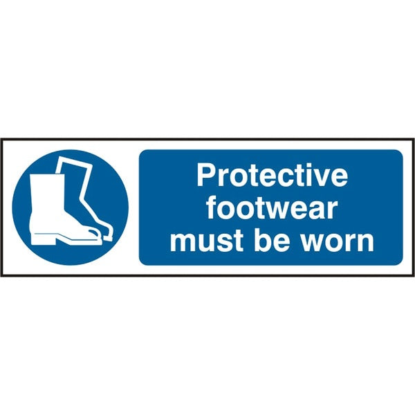 Bsafe Protective Footwear Must Be Worn Sign White/Blue