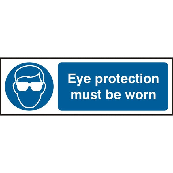 Bsafe Eye Protection Must Be Worn Sign White/Blue