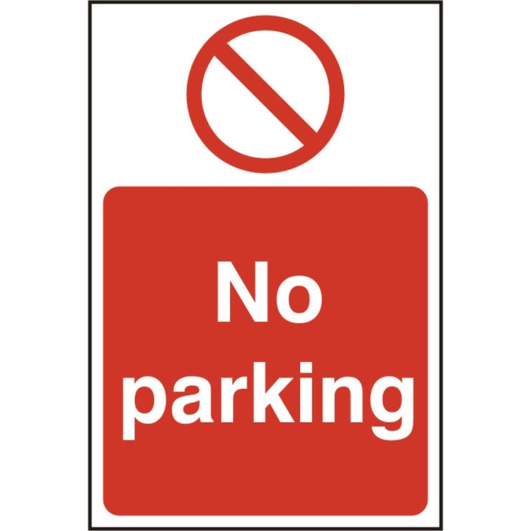 Bsafe No Parking Sign White/Red