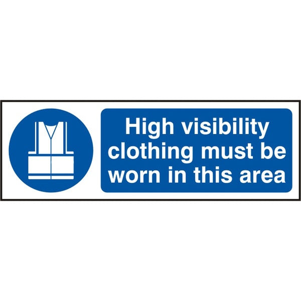 Bsafe High Visibility Clothing Must Be Worn Sign White/Blue