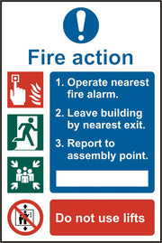 Bsafe Fire Action Procedure Sign White