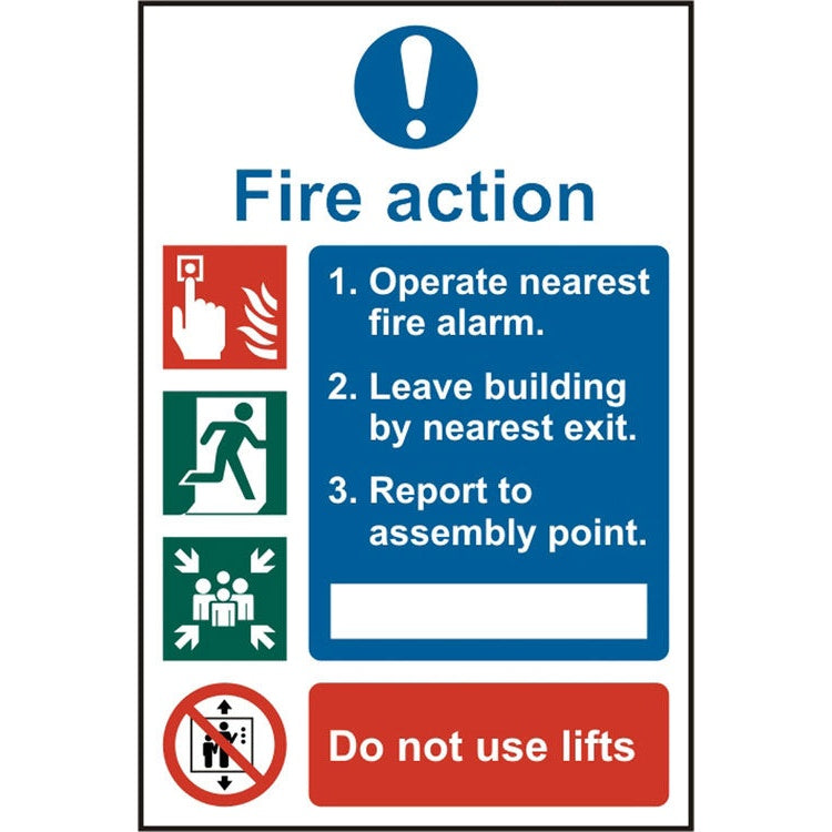 Bsafe Fire Action Procedure Sign White