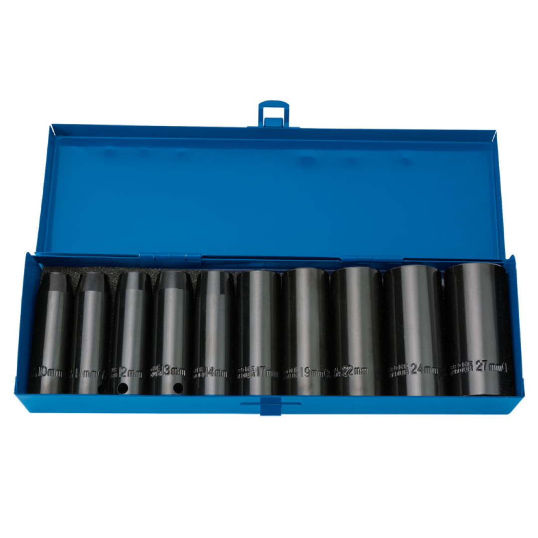 Draper Tools Hi-Torq® 1/2" Square Drive Metric Deep Impact Socket Set