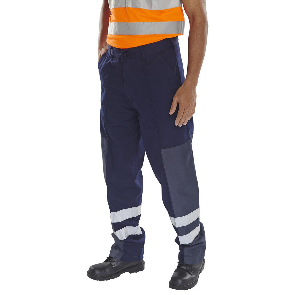 Beeswift Poly Cotton Nylon Patch Trousers Navy Blue