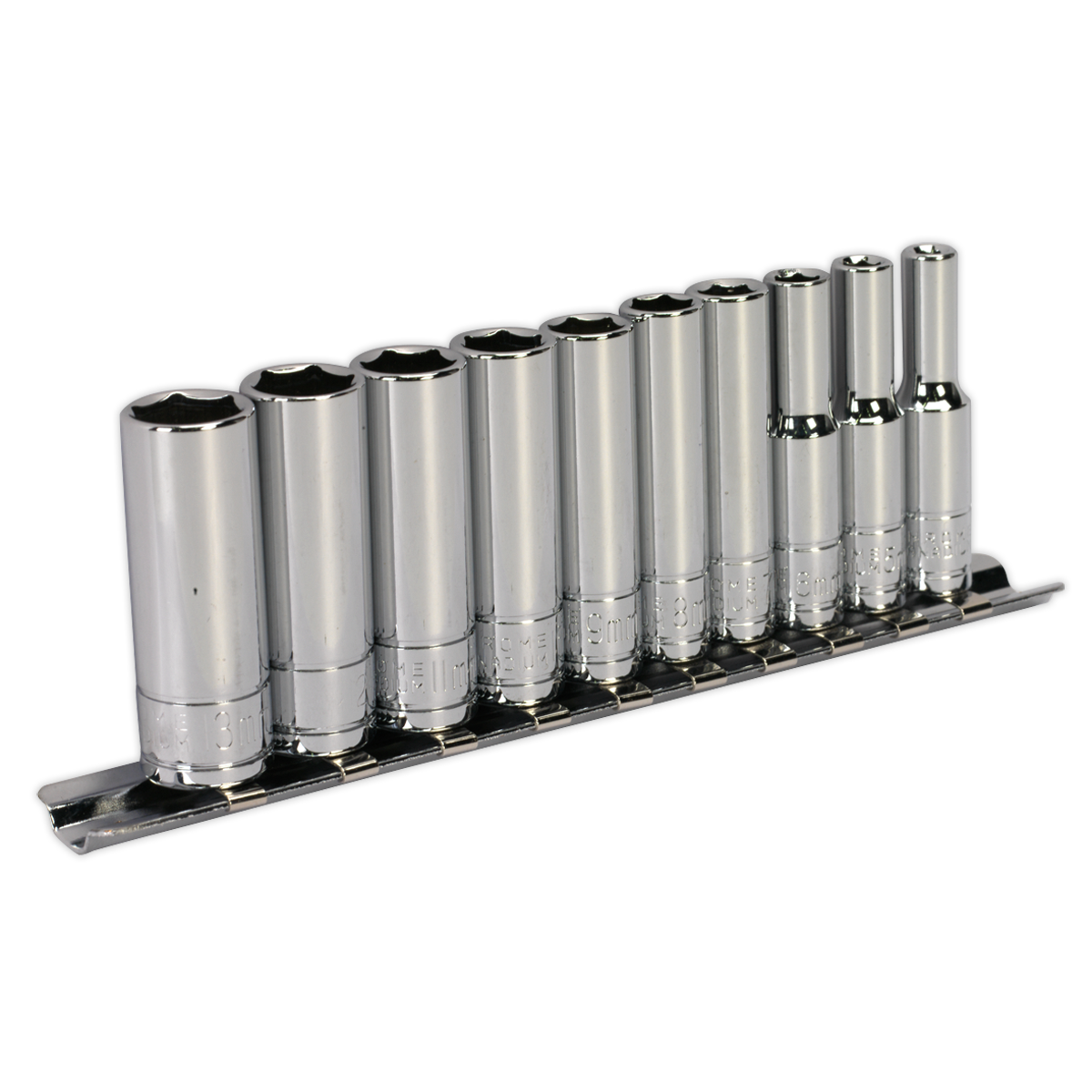 Sealey Socket Set 10pc 1/4"Sq Drive 6pt Deep WallDrive® Metric